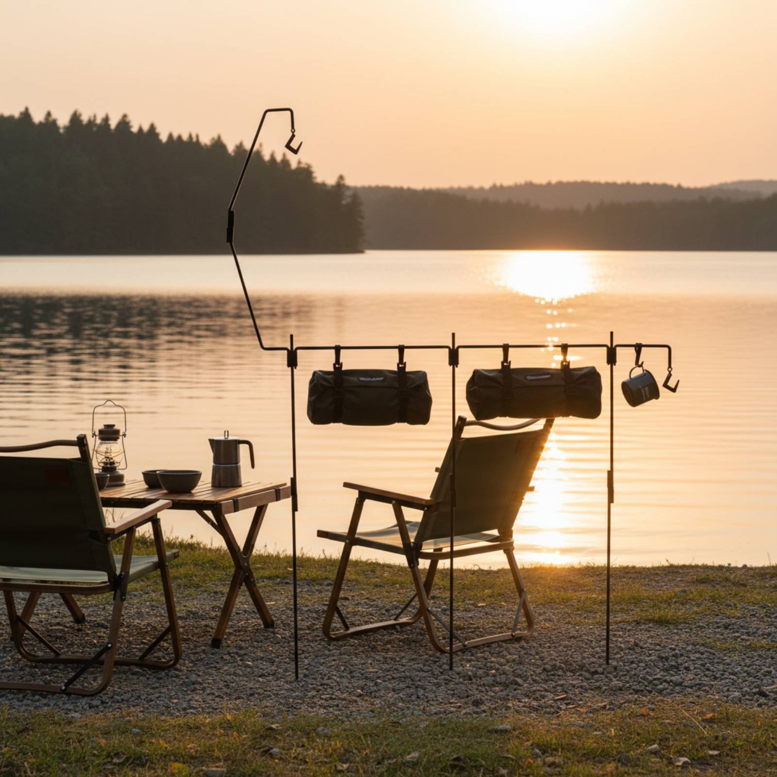 Hanging Outdoor Lighting - キャンプランタンスタンド 組み立て簡単 キャンプライトポール キャンプキッチンハンガースタンド 折りたたみ式アウトドアギア 高さ調節可能