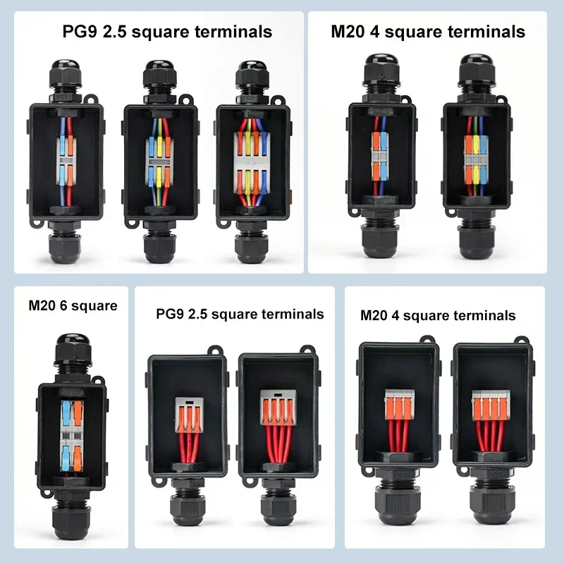 Outdoor Lighting Connectors - M20 PG9 2ウェイ端子台付き2-2屋外防水ジャンクションボックス3-3埋設街路灯スプリッター4-4密閉型コネクター