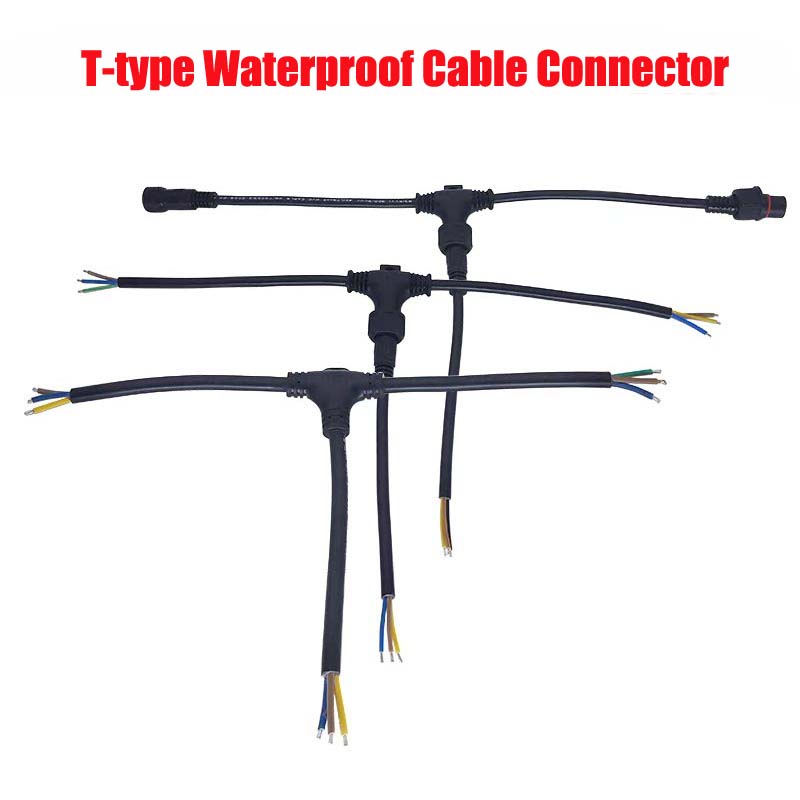 Outdoor Lighting Connectors - T型防水ケーブルスプリッターコネクターティー屋外ライトストリング2 3 4ピン0.75平方線LED照明接続ケーブル