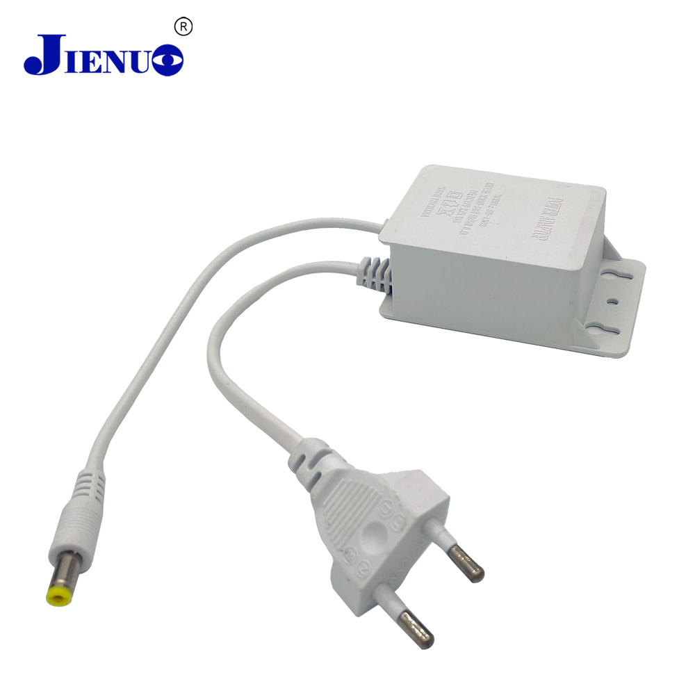 Outdoor Lighting Connectors - 防水電源アダプター12V DC 100-240V,白,EUプラグ,CCTVセキュリティ用充電器