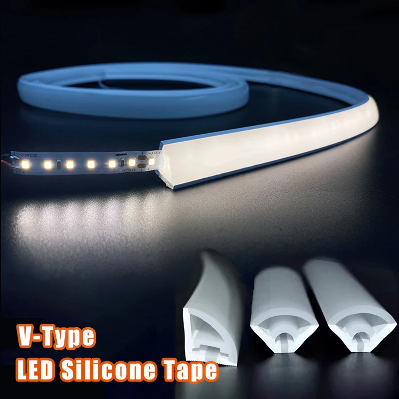 Outdoor Lighting Youtube - 12V LEDシリコンロープライト 防水V型フレキシブルシリカゲルチューブ LEDチャンネルディフューザー キャビネット壁 屋外ガーデン照明