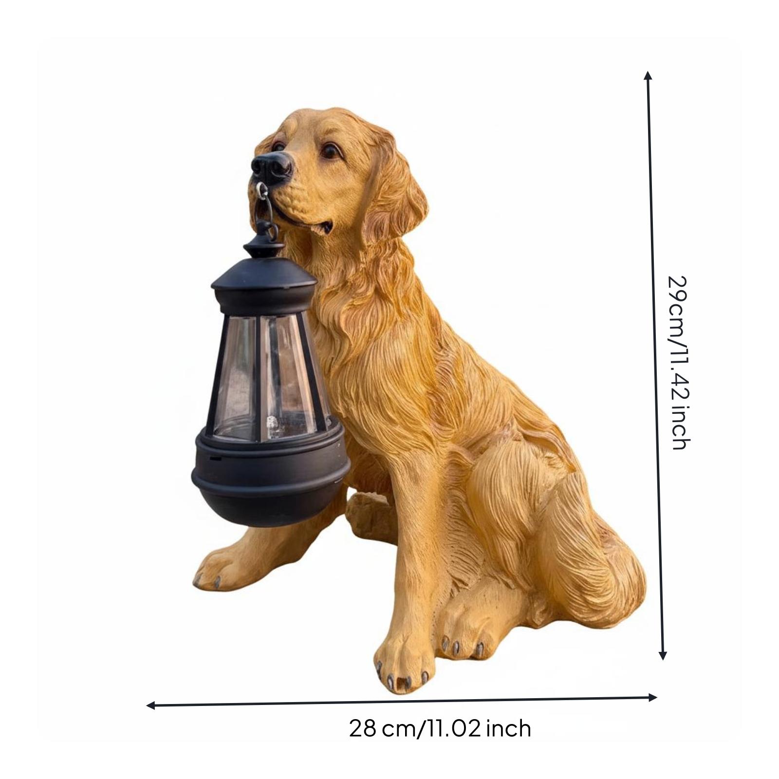Outdoor Lighting Yard Decoration - 屋外装飾用ライト付き樹脂製犬の庭園彫刻、吊り下げランタン付き、屋外バルコニー装飾用