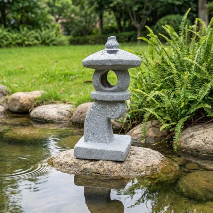 14インチの高さのアジア風ソーラー式禅塔ガーデンスタチューL - Outdoor Zen Lighting のレビューと価格