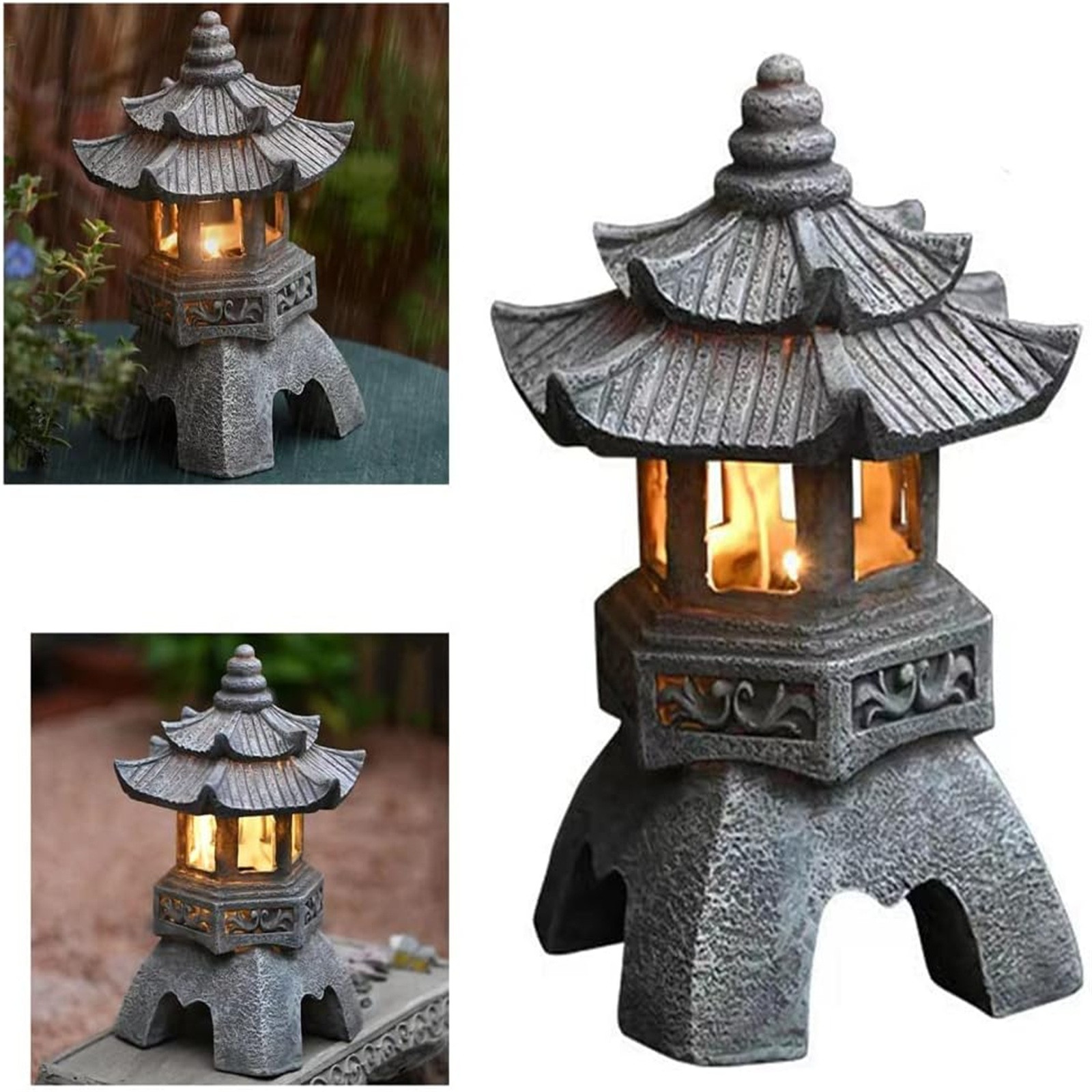 屋外ソーラーパワーLEDパゴダの像、日本の庭の装飾、zenラ - Outdoor Zen Lighting のレビューと価格