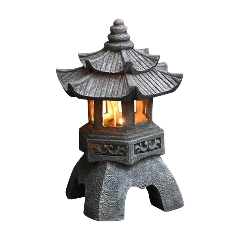 塔の形をしたソーラー式置物、和風庭園装飾、屋外禅庭用ランタン - Outdoor Zen Lighting のレビューと価格