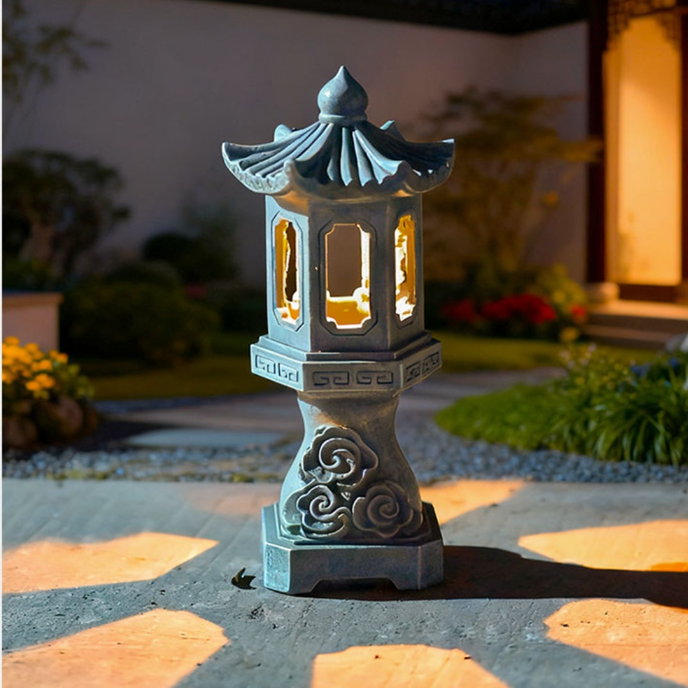 禅ソーラーパゴダランタン、樹脂素材、ソーラー式屋外ガーデンラ - Outdoor Zen Lighting のレビューと価格