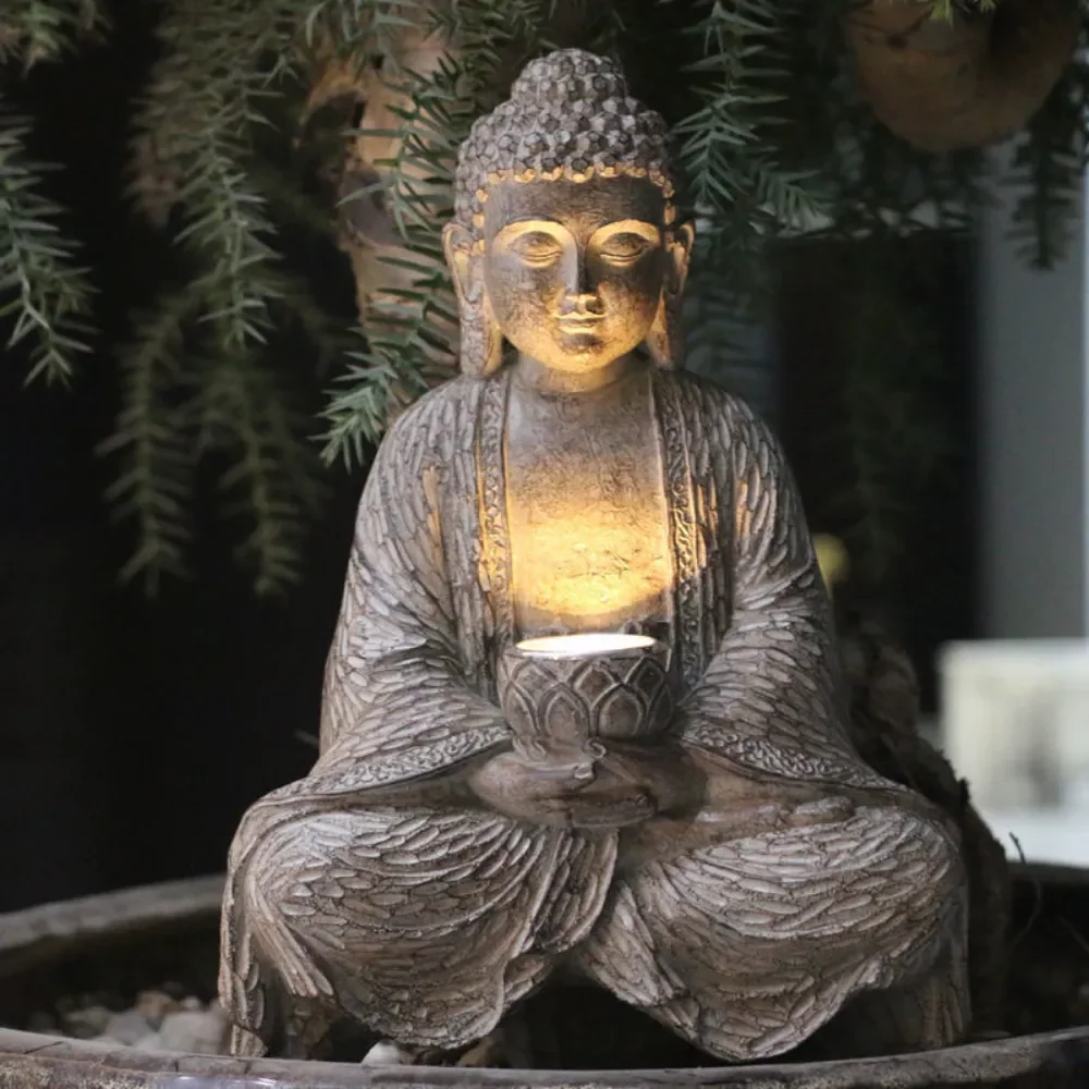 屋外ソーラー仏像ライト ガーデンヤードデコレーション 禅パテ - Outdoor Zen Lighting のレビューと価格