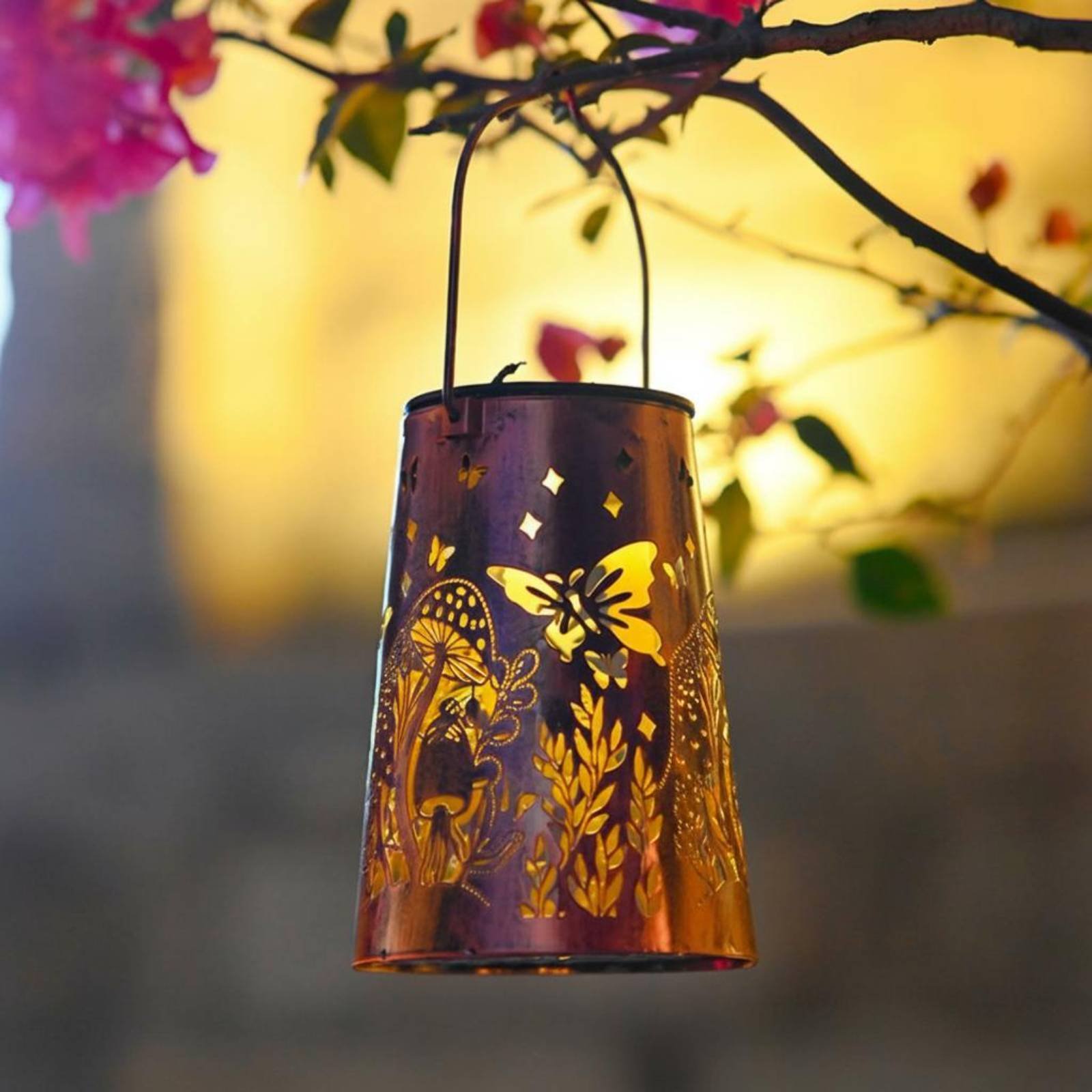 花柄ガーデンランタンパターンガーデン照明器具自動オン/オフ錬 - Hanging Outdoor Lighting のレビューと価格