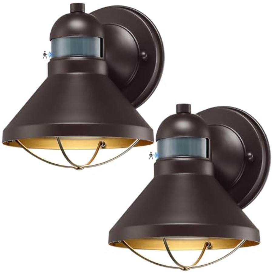 2個パック モーションセンサー付き屋外LEDウォールスコンス - Outdoor Lighting Fixtures のレビューと価格