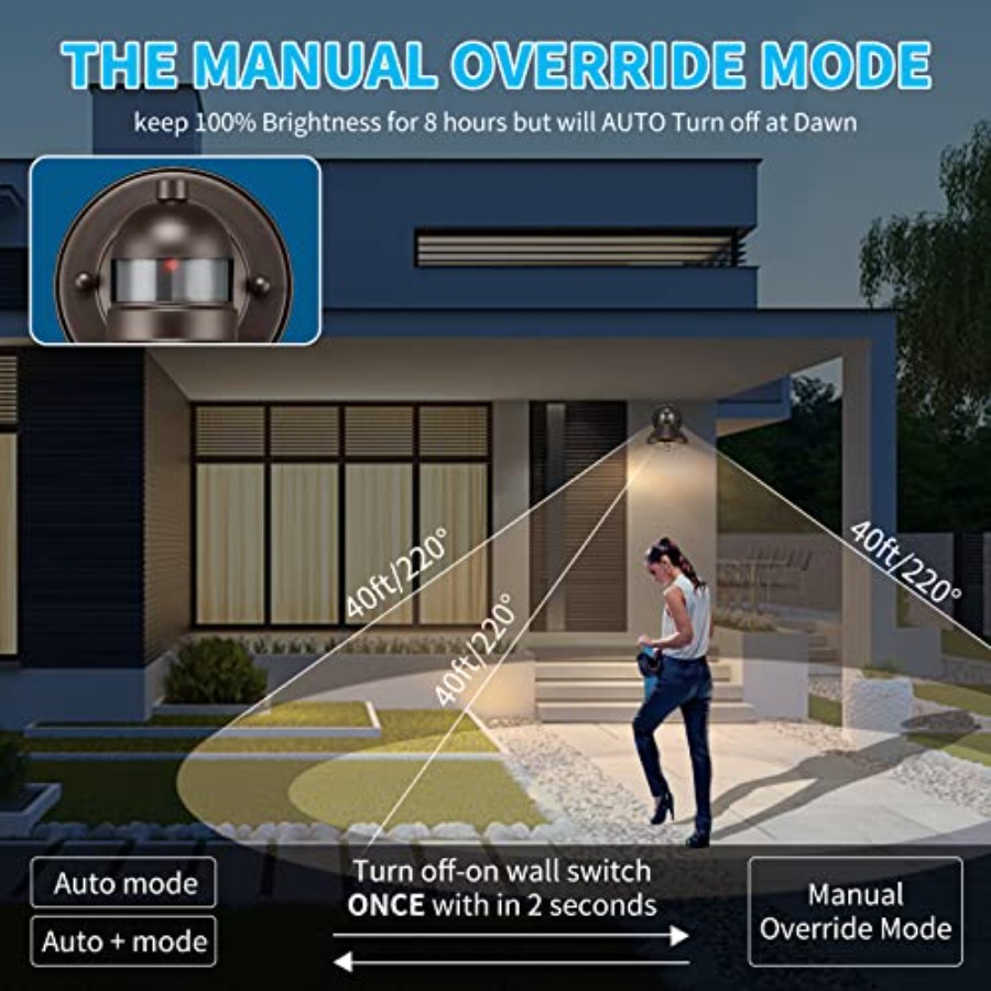 2個パック モーションセンサー付き屋外LEDウォールスコンス - Outdoor Lighting Fixtures のレビューと価格