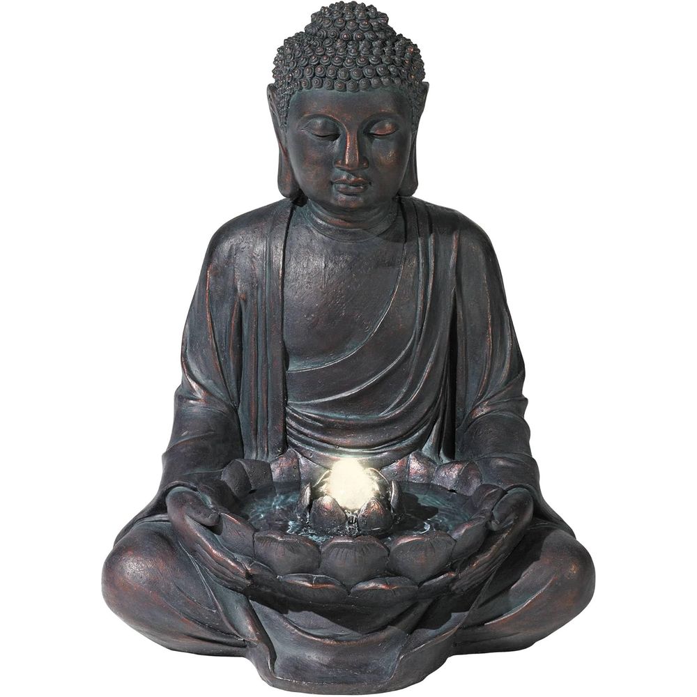 瞑想仏像 高さ24インチ 大型禅アジアン室内/屋外装飾 樹脂 - Outdoor Zen Lighting のレビューと価格