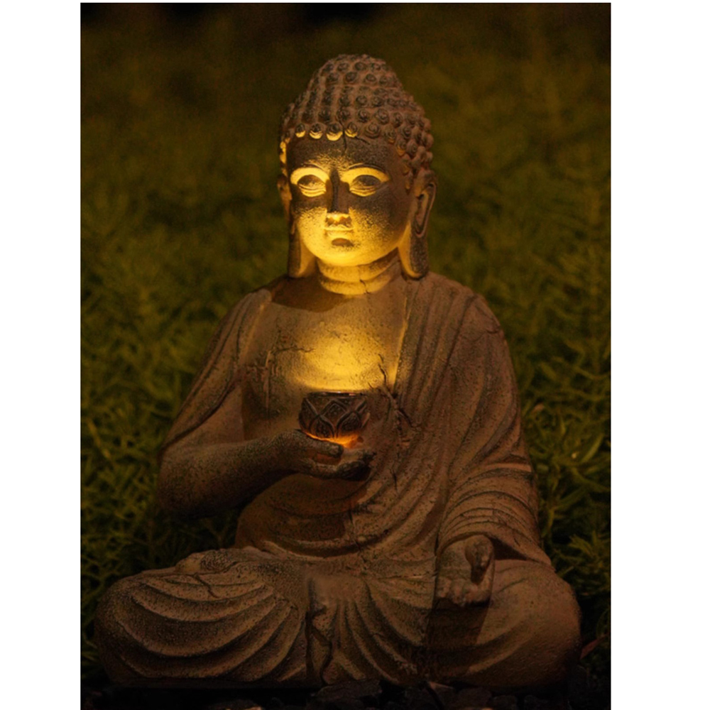 樹脂ソーラー仏像彫刻庭の装飾ライト禅アジアン日本庭園の装飾屋 - Outdoor Zen Lighting のレビューと価格