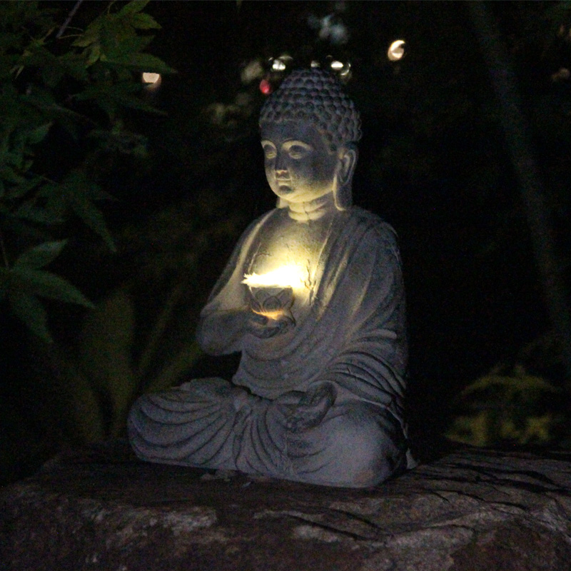 樹脂ソーラー仏像彫刻庭の装飾ライト禅アジアン日本庭園の装飾屋 - Outdoor Zen Lighting のレビューと価格