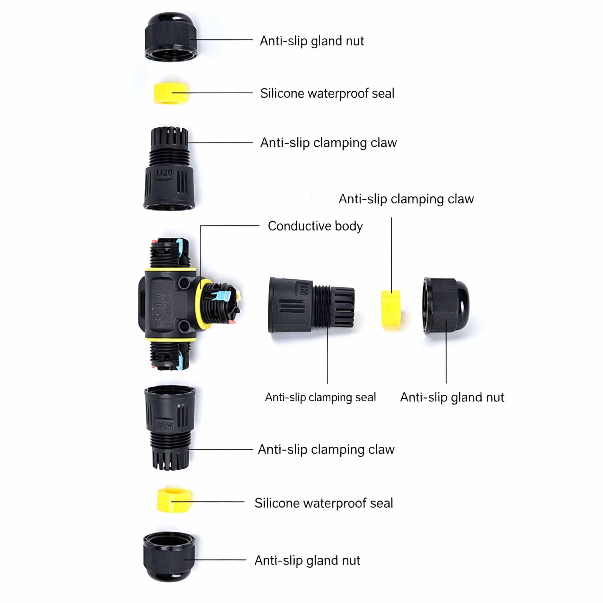 IP68防水T型ケーブルコネクタ3方向分岐屋外耐雨配線端子L - Outdoor Lighting Connectors のレビューと価格