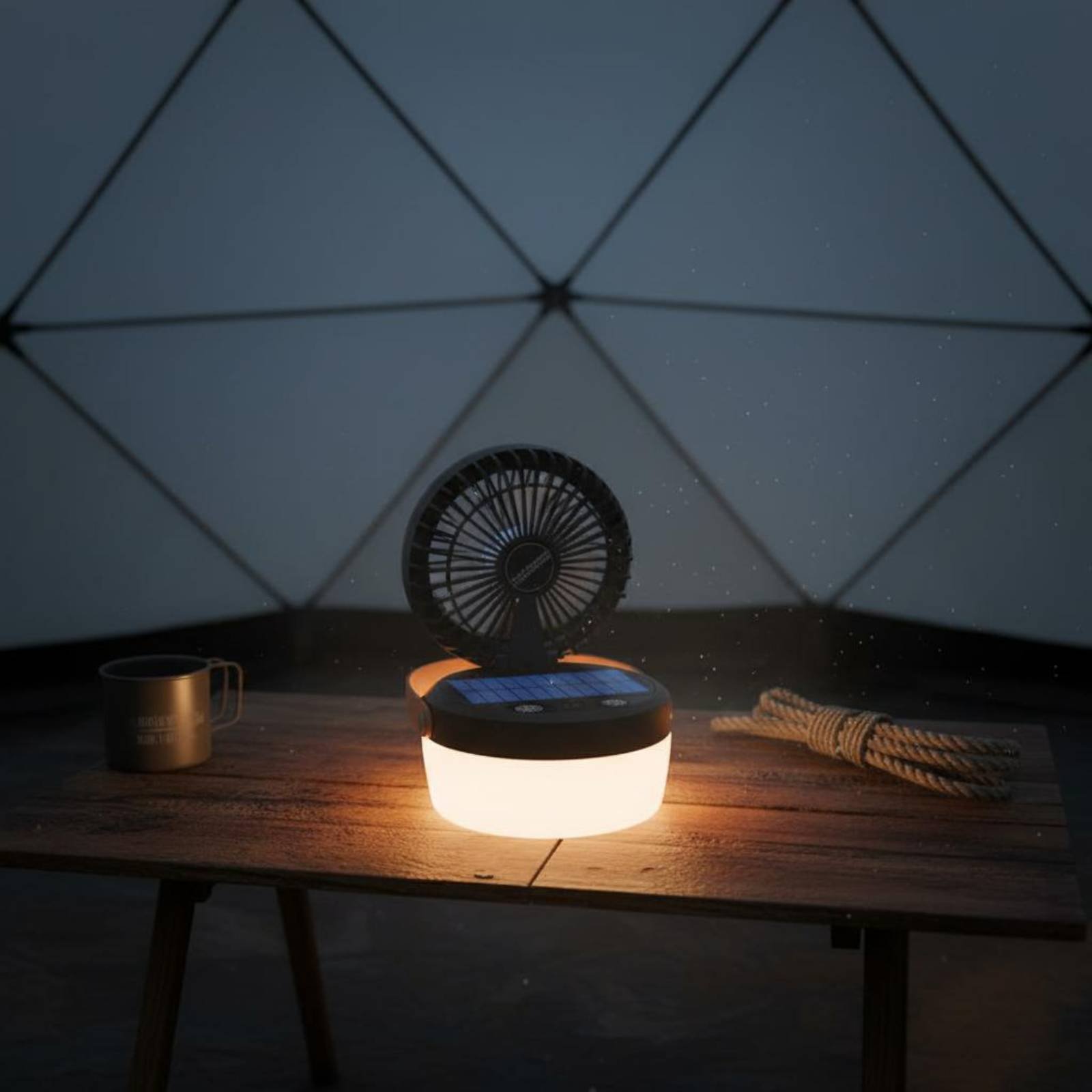 ソーラーキャンプファンランタン折りたたみ式デザイン三機能キャ - Hanging Outdoor Lighting のレビューと価格