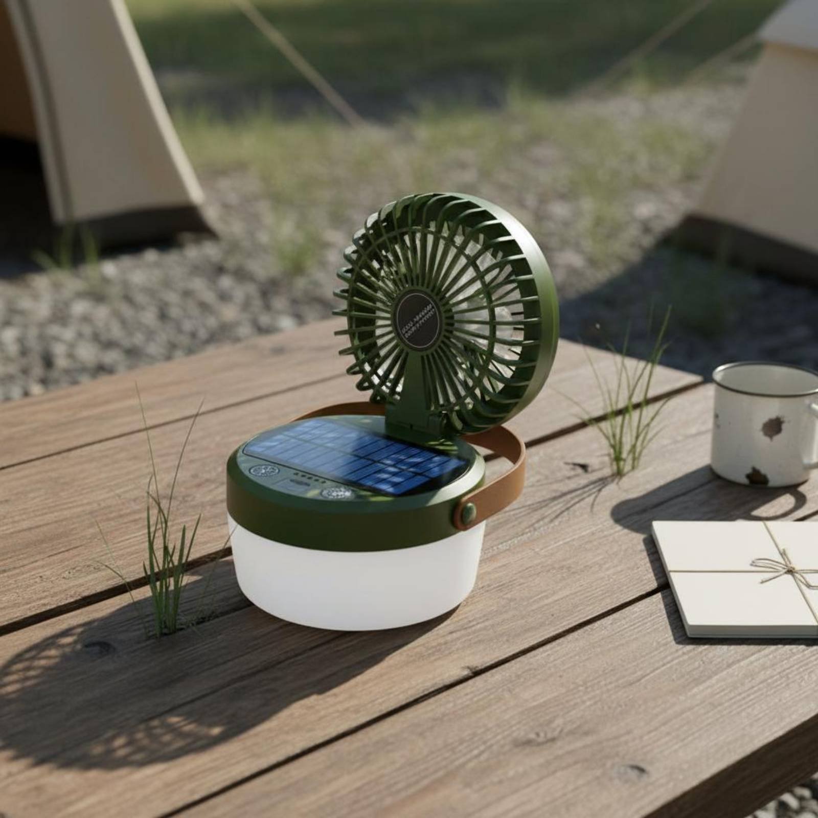 ソーラーキャンプファンランタン折りたたみ式デザイン三機能キャ - Hanging Outdoor Lighting のレビューと価格
