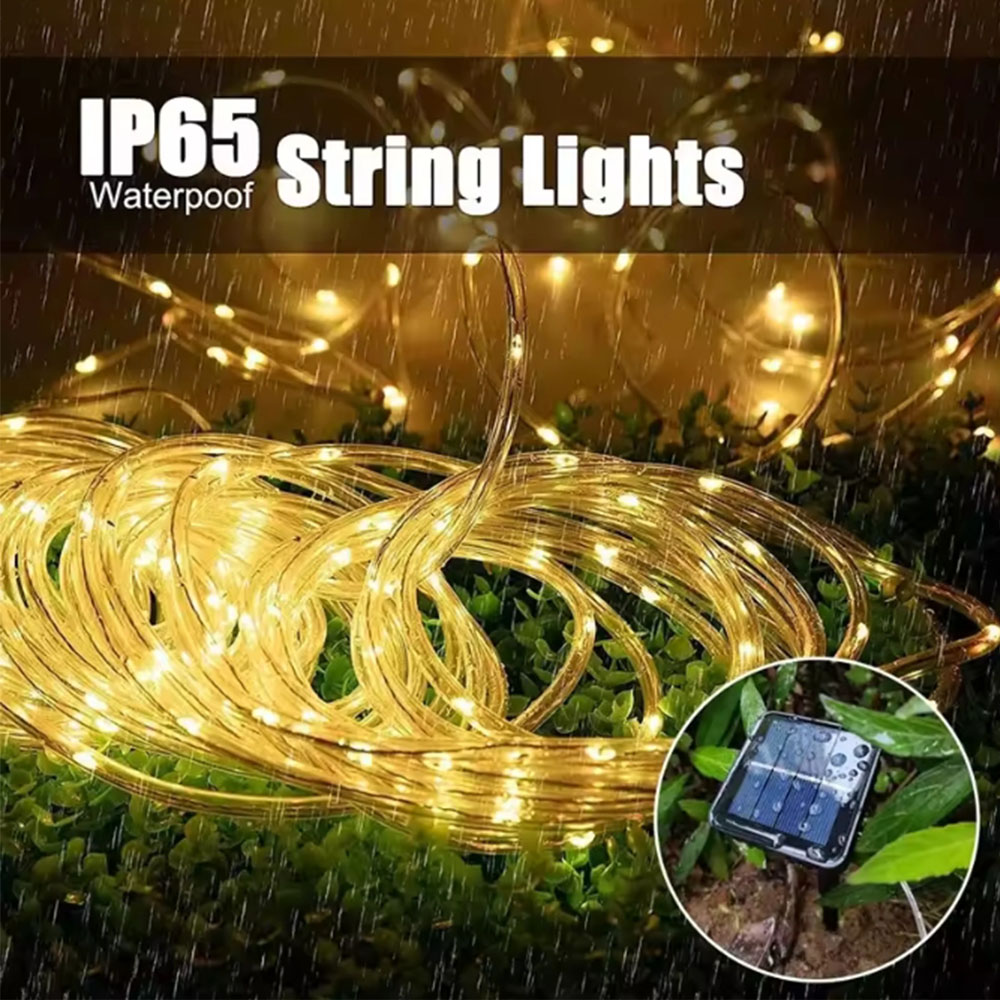 ソーラー屋外 LED チューブロープガーランドライト防水グロ - Outdoor Lighting Youtube のレビューと価格