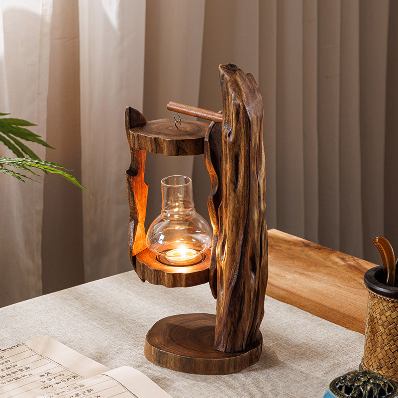 レトロな東南アジアのログウインドランプ、防風ランタン、創造的 - Outdoor Zen Lighting のレビューと価格