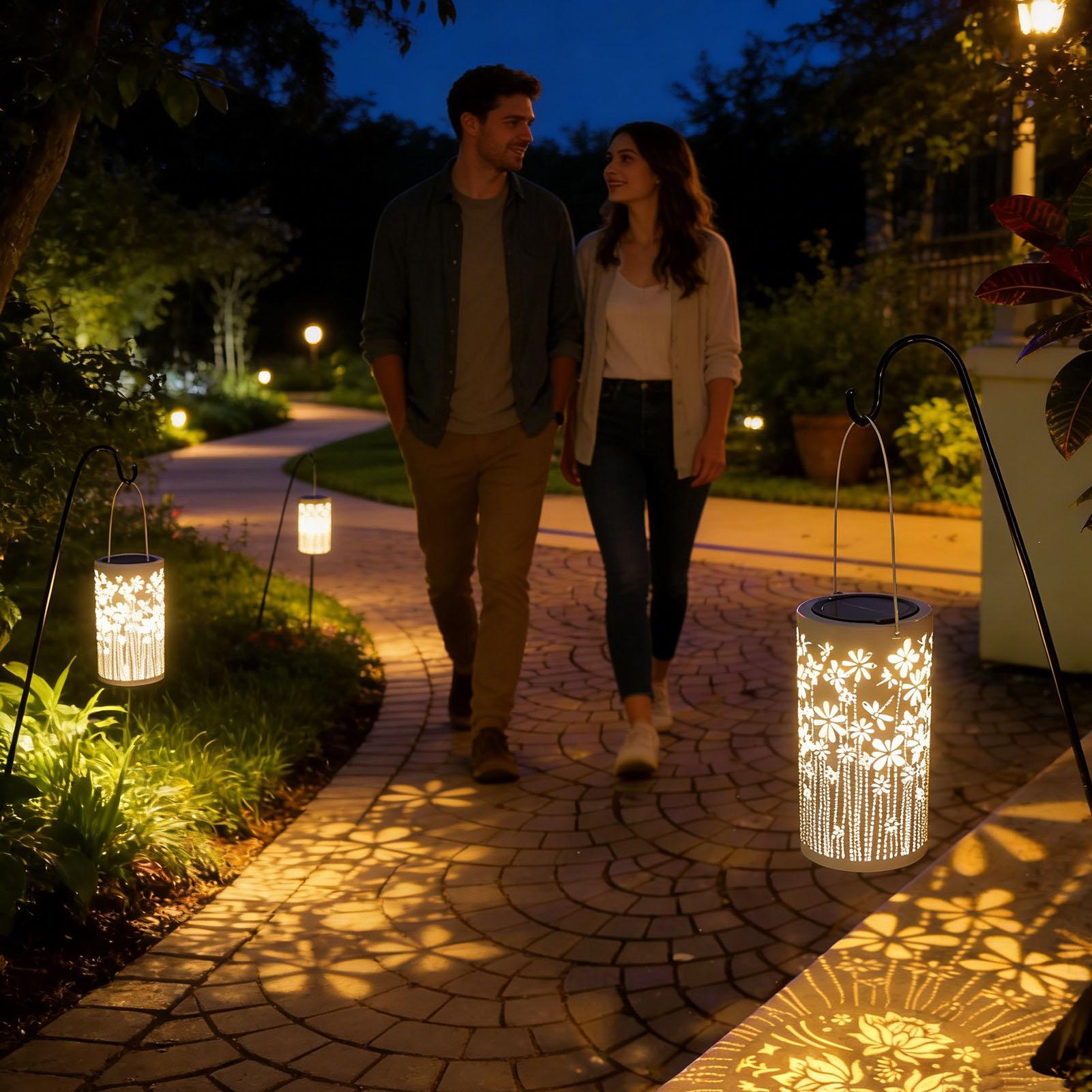 ソーラーランタン装飾的なカラフルな金属製フラワーライトソーラ - Outdoor Lighting Yard Decoration のレビューと価格