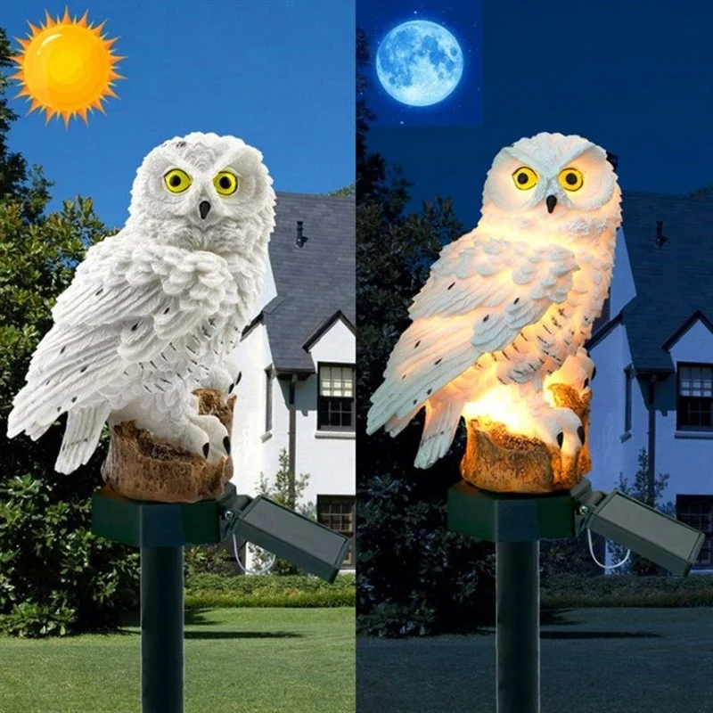 ソーラーフクロウ像ガーデンライトLED防水屋外装飾、庭やパテ - Outdoor Lighting Fixtures のレビューと価格