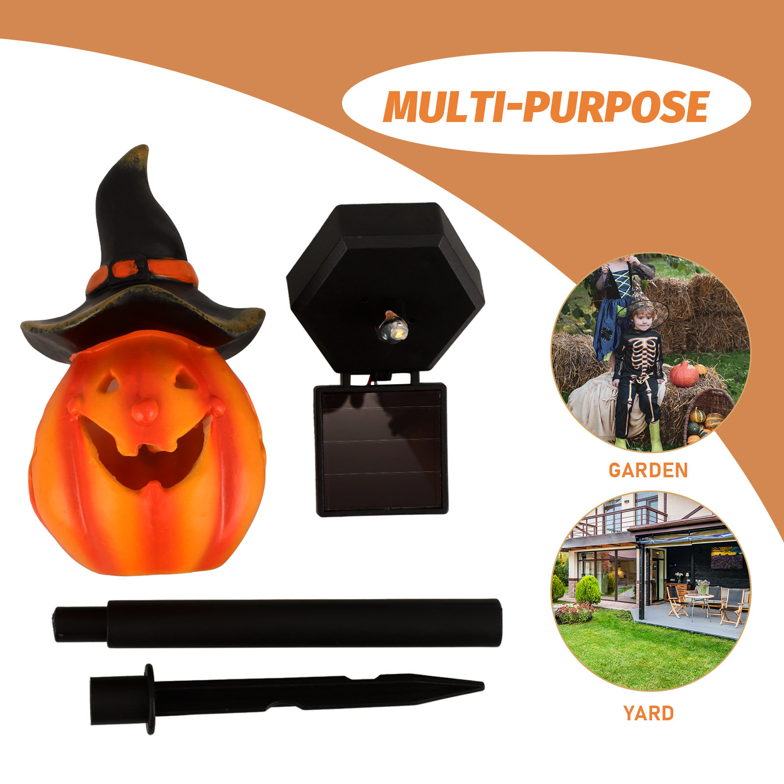 ハロウィン パンプキン ソーラーガーデンライト ステークラン - Outdoor Lighting Yard Decoration のレビューと価格