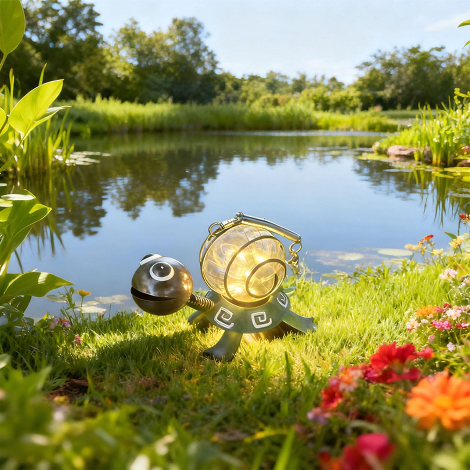 カメ型ソーラーライト 屋外ガーデン 防水メタルカメ型装飾ライ - Outdoor Lighting Yard Decoration のレビューと価格