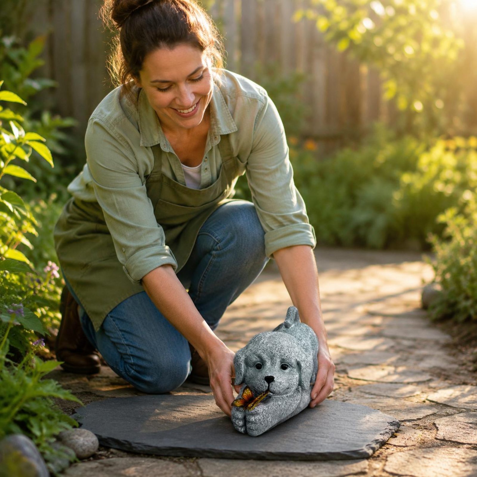 ソーラー犬像樹脂工芸品ソーラー犬ライト屋外装飾省エネ庭用配線 - Outdoor Lighting Yard Decoration のレビューと価格