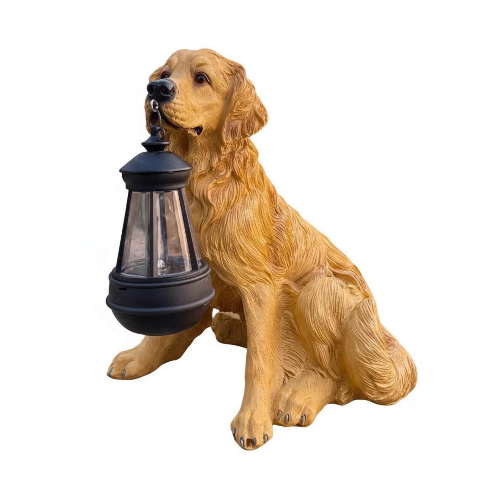 屋外装飾用ライト付き樹脂製犬の庭園彫刻、吊り下げランタン付き - Outdoor Lighting Yard Decoration のレビューと価格